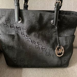 Michael Kors Black Logo Canvas Tote Bag